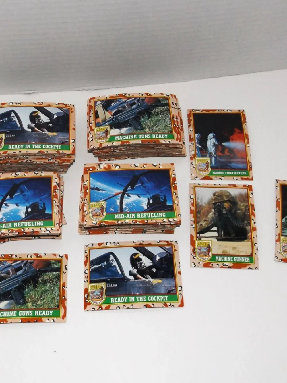 1991 Desert Storm Series 1 Mixed Trading Cards & Stickers Lot w/Org. Box